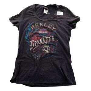 Harley-Davidson Womens T-Shirt Large Gray Short Sleeve Crewneck Graphic Tee Y2K